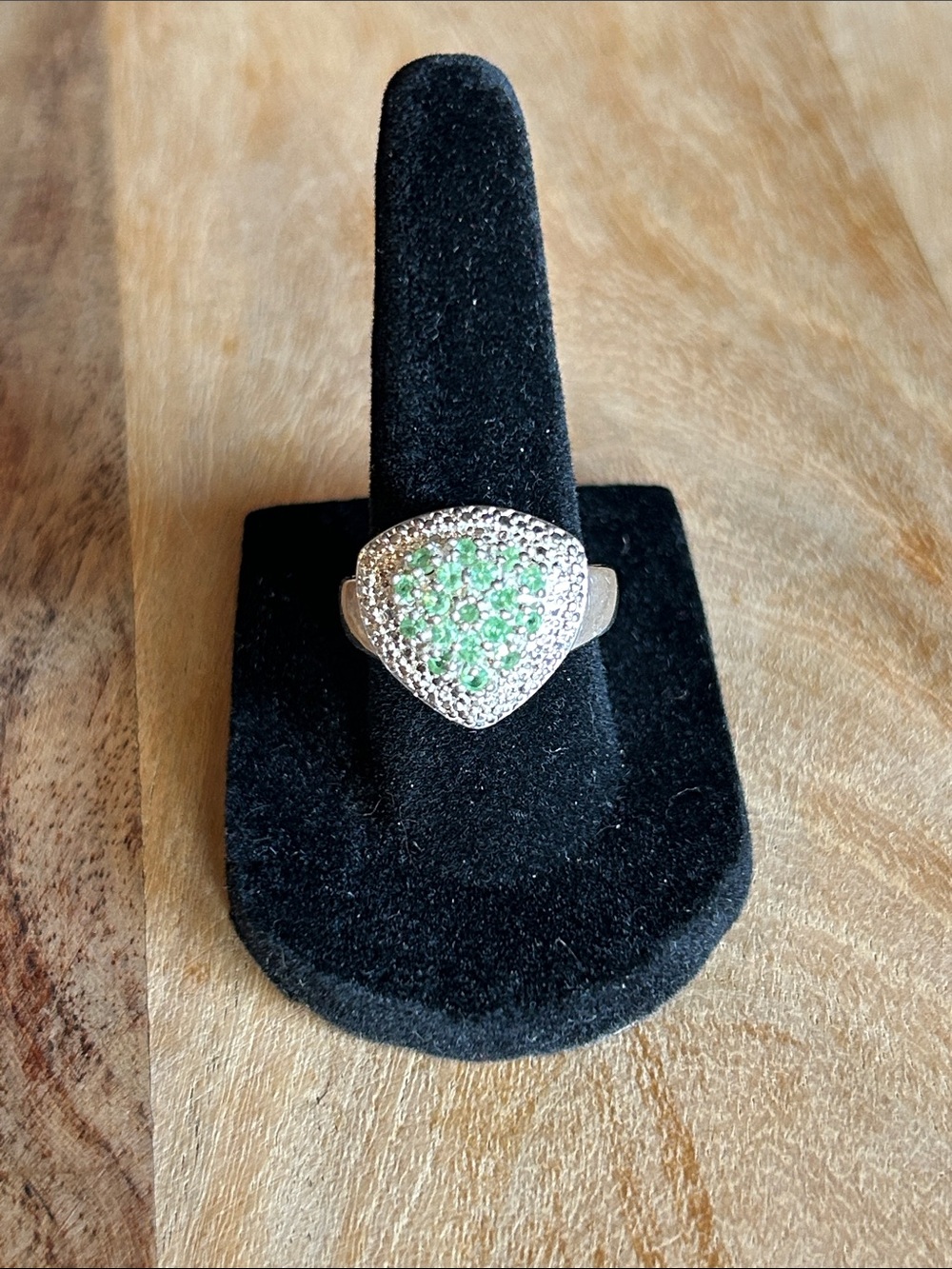 Peridot Gem Cluster Silver Ring -